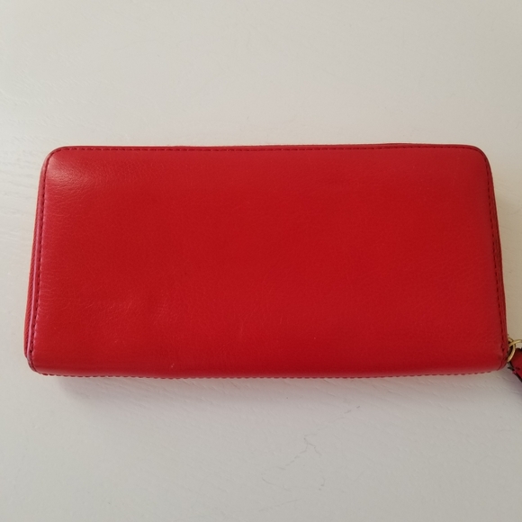 Coach Red Leather Zip Around Wallet - Picture 3 of 16